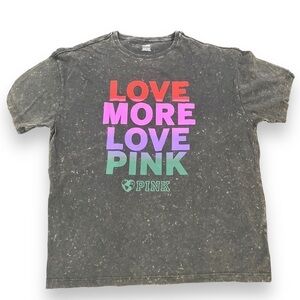 Victoria Secret PINK One Size Short Sleeve Love More Tee Oversize Gray NWT